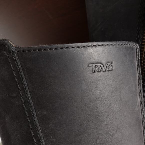 Teva Boots Womens SZ 8 BLK Foxy Tall Leather Waterproof Zip Riding Casual READ - Picture 14 of 16